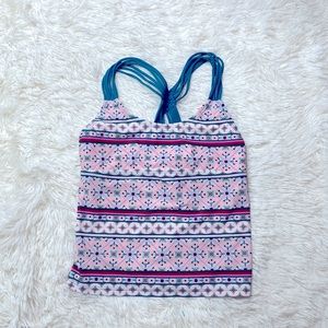 O’Rageous Pink Green Floral Tankini Swim Top Girl’s Size 12